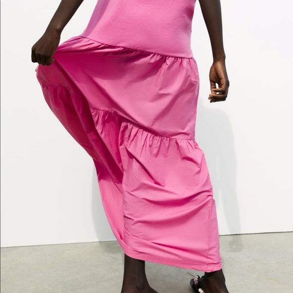 Zara Hot Pink Tiered Maxi Dress - Picture 8 of 8